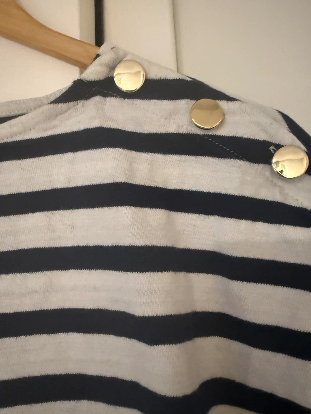 LOFT Striped Button Shoulder T-Shirt - photo 2