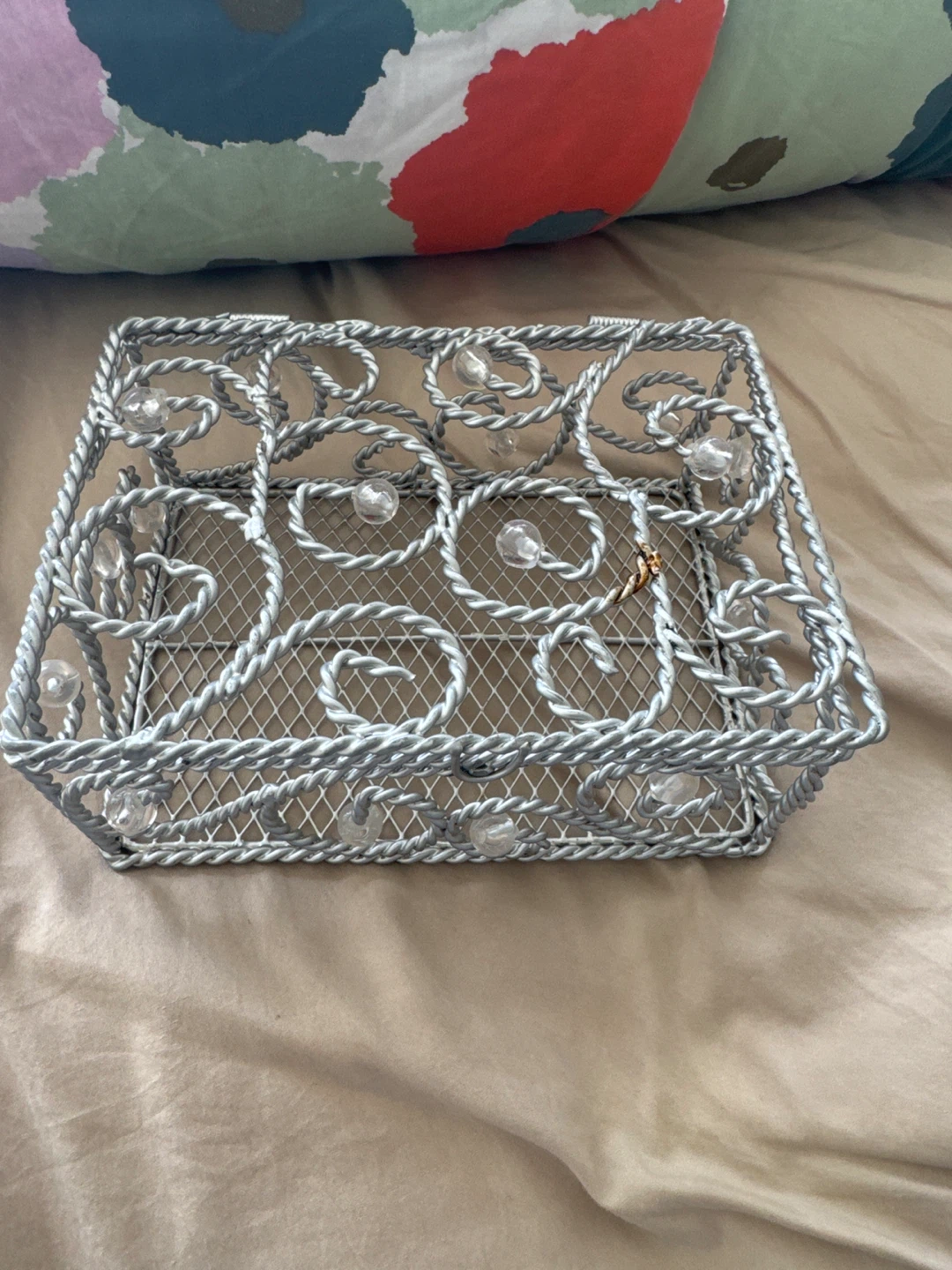 Silver decorative wire basket