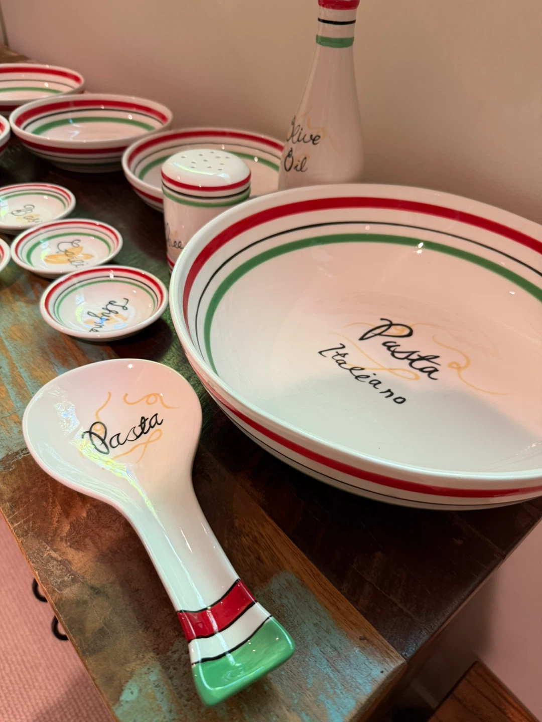 11 Piece Italian Pasta Theme Dishware Set