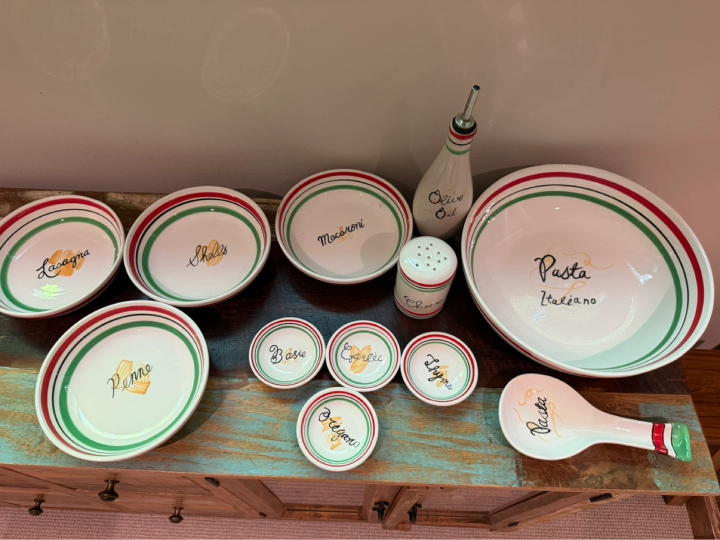 11 Piece Italian Pasta Theme Dishware Set - photo 5