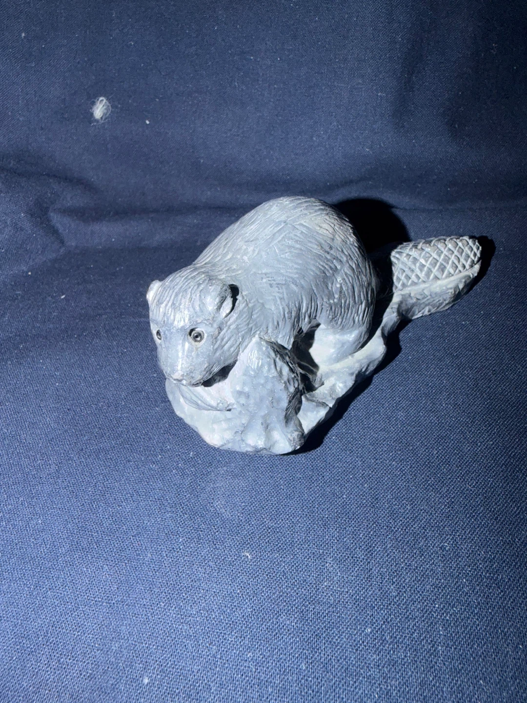 Grey Stone Beaver Figurine
