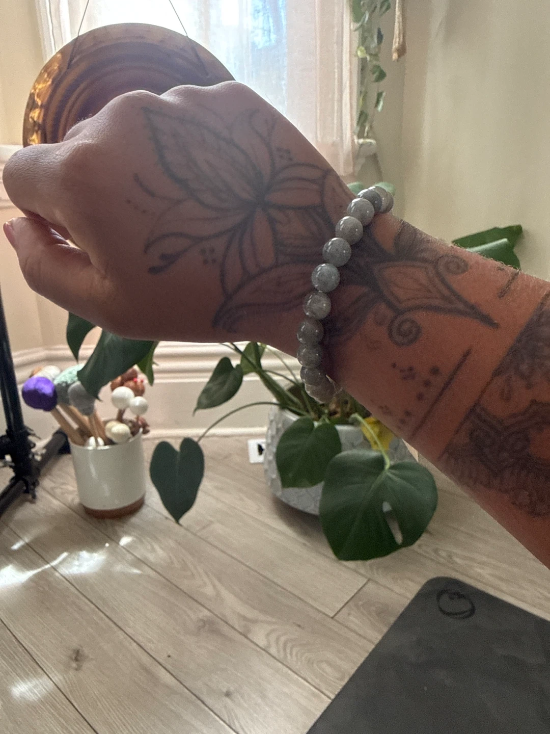 Grey Moon Stone Beaded Bracelet - photo 2