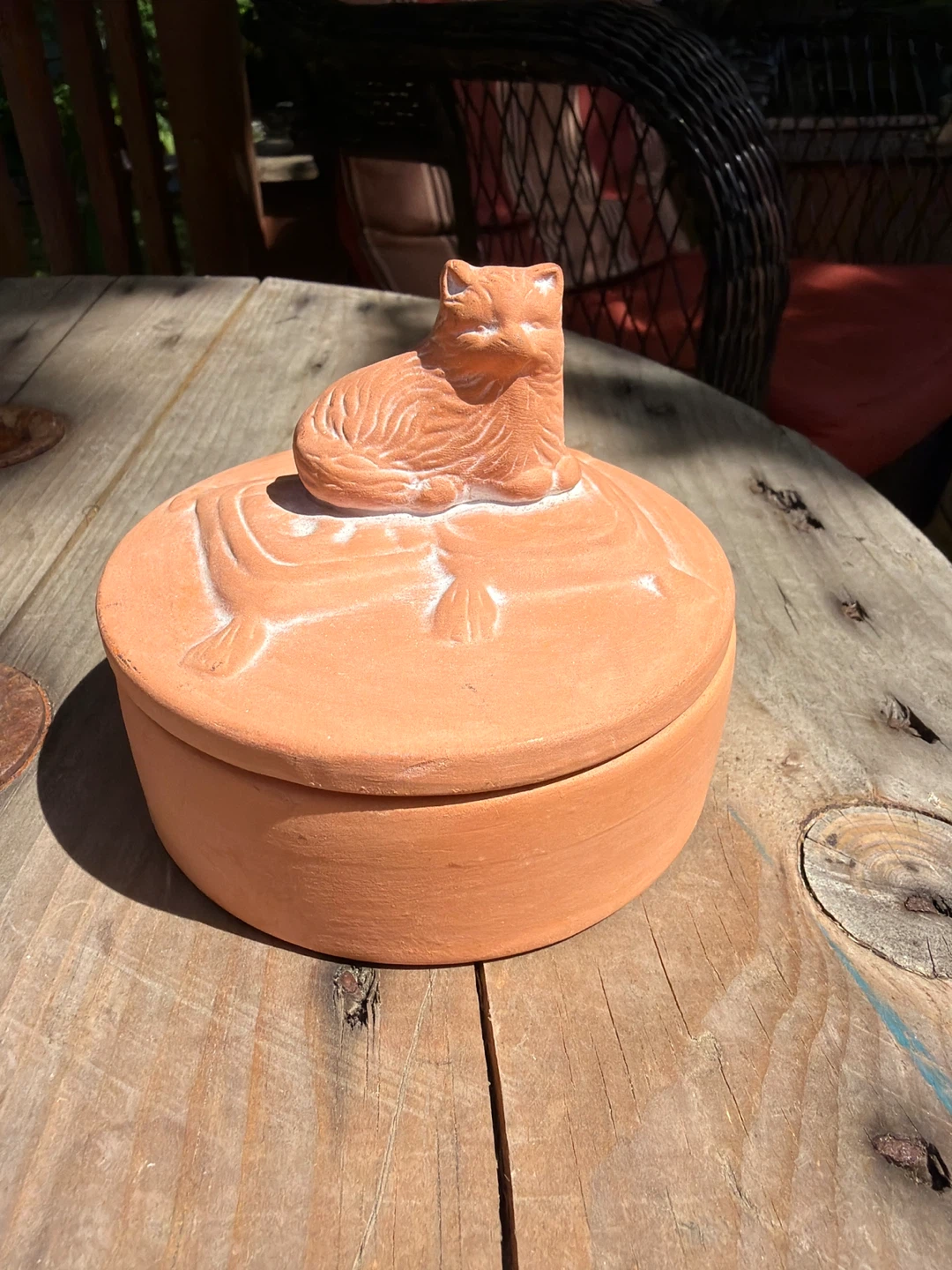Terracotta Cat Trinket Box