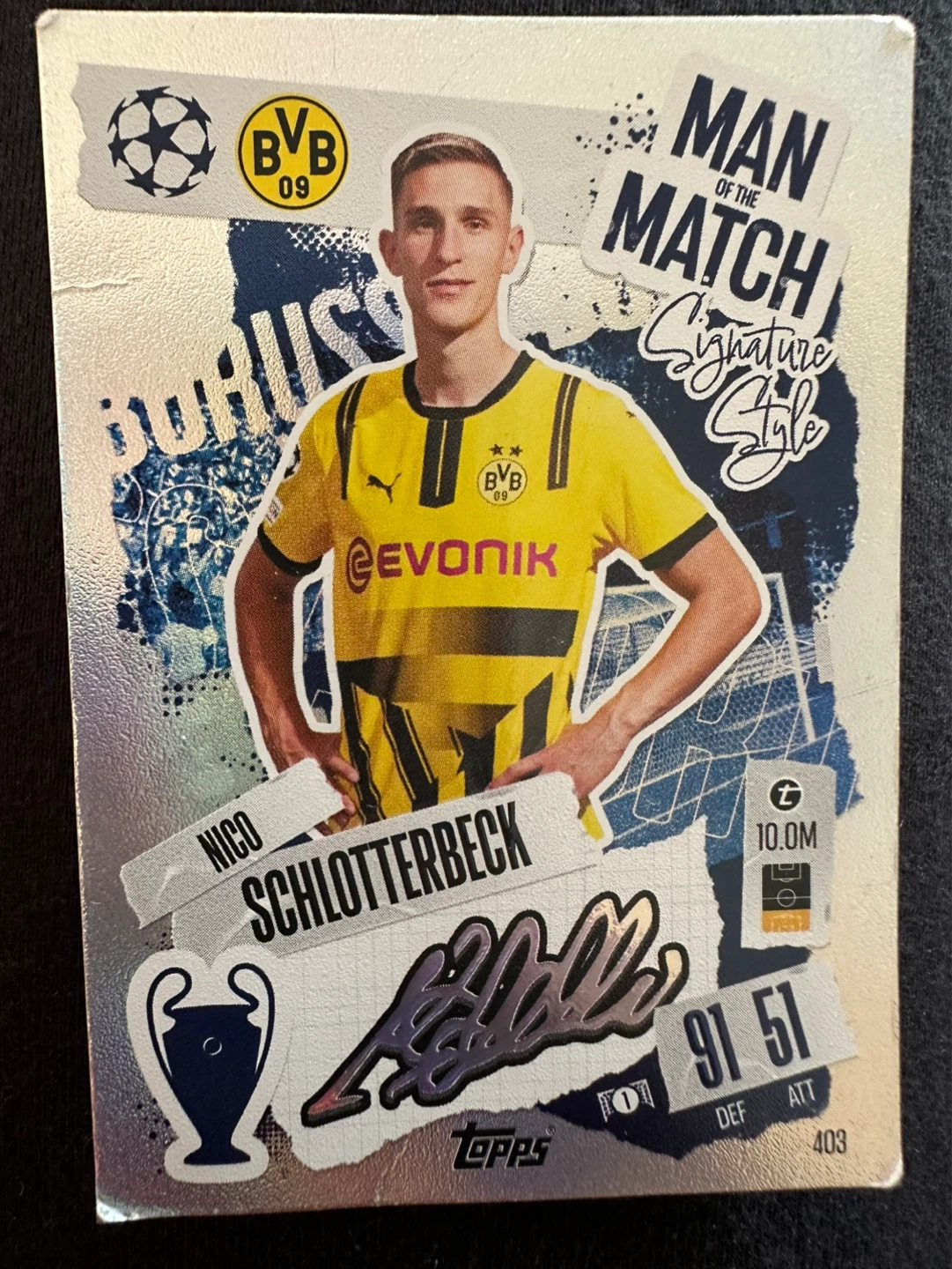 Topps Match Attax Nico Schlotterbeck Borussia Dortmund Card