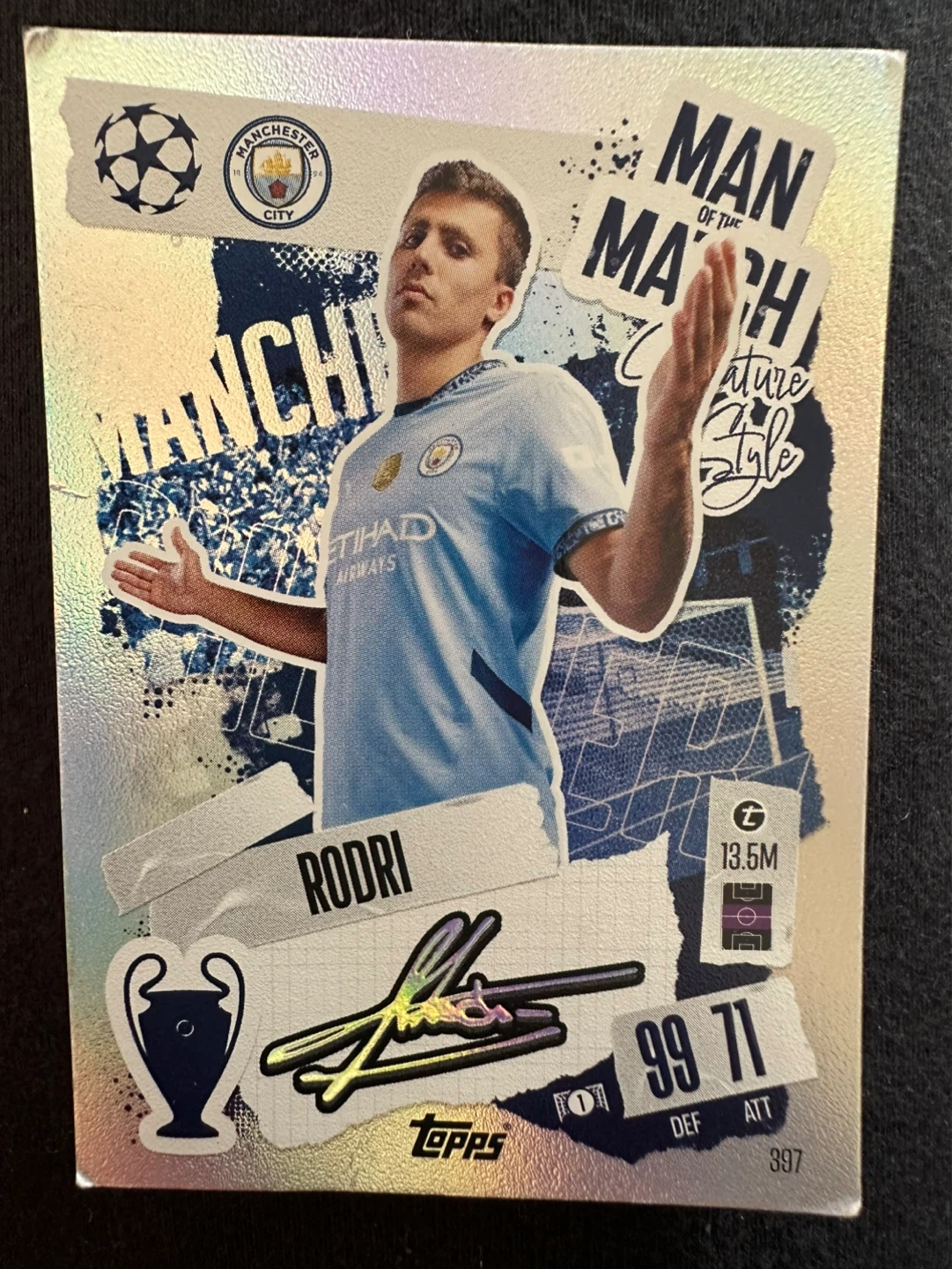 Topps Match Attax Rodri Manchester City Trading Card