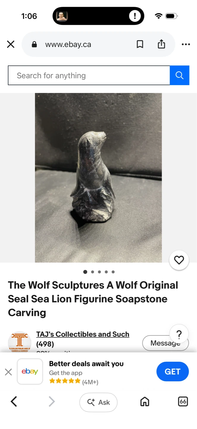 The Wolf Sculptures Seal Soapstone Figurine - photo 5