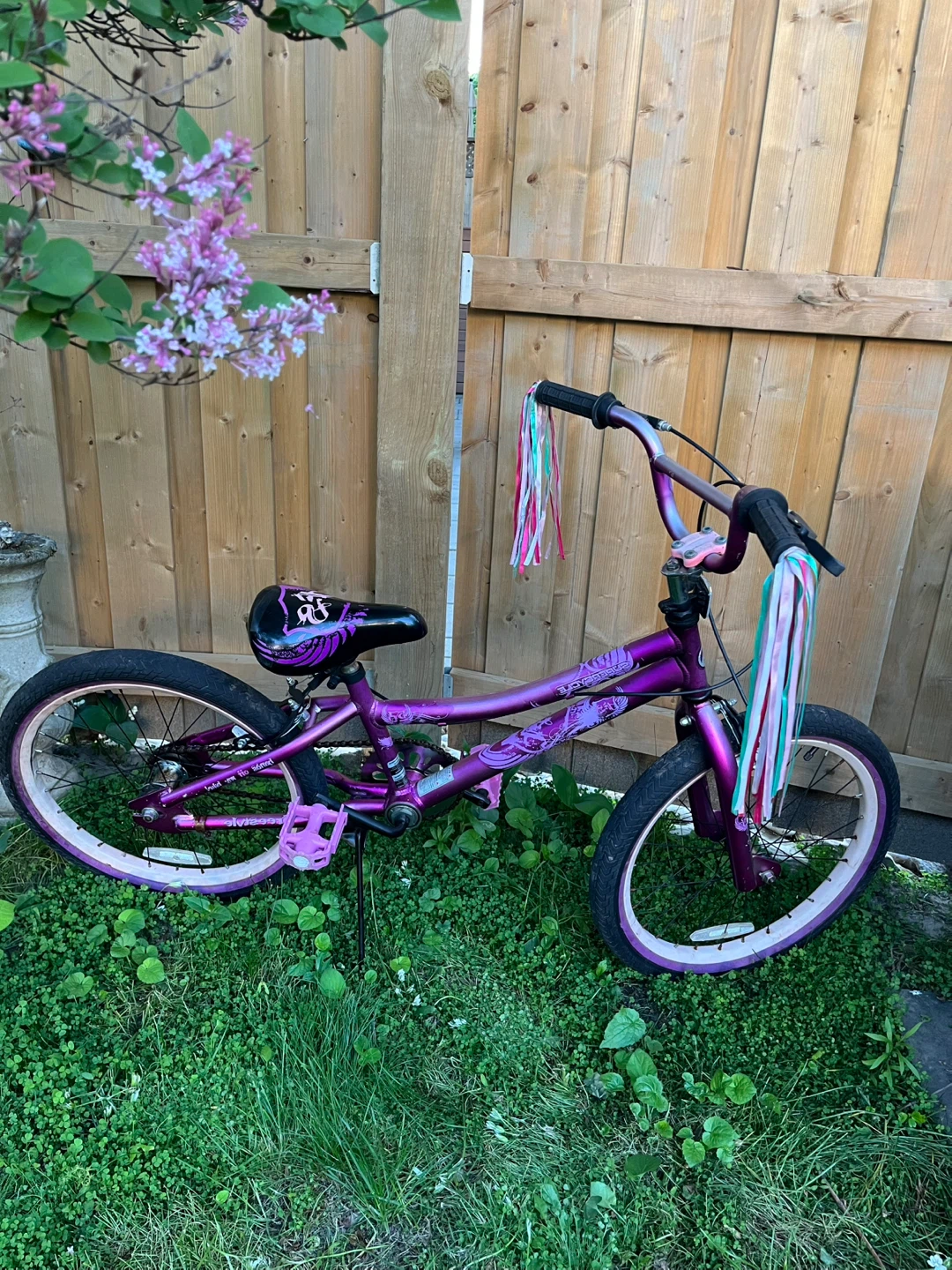 Supercycle Dreamweaver Purple bicycle with colourful streamers