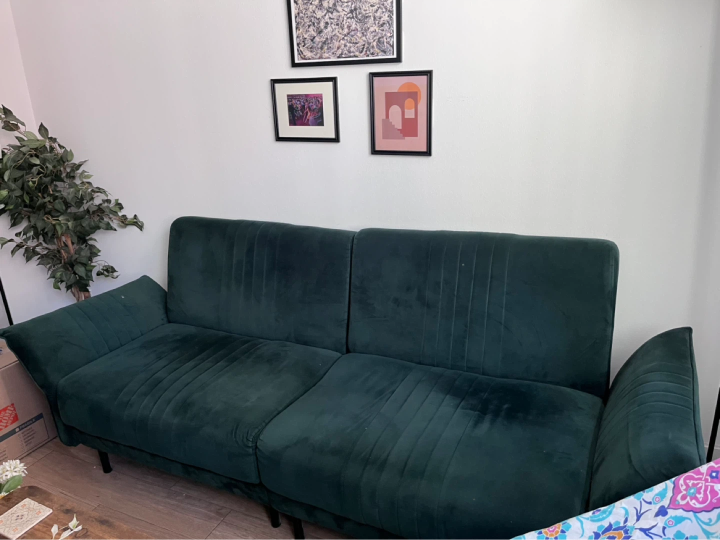 Dark Green Velvet Futon