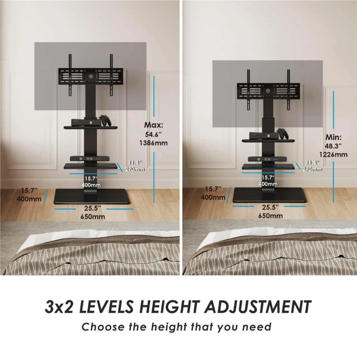 FITUEYES TV Stand for 32-70'' TVs up to 88 lbs - photo 5