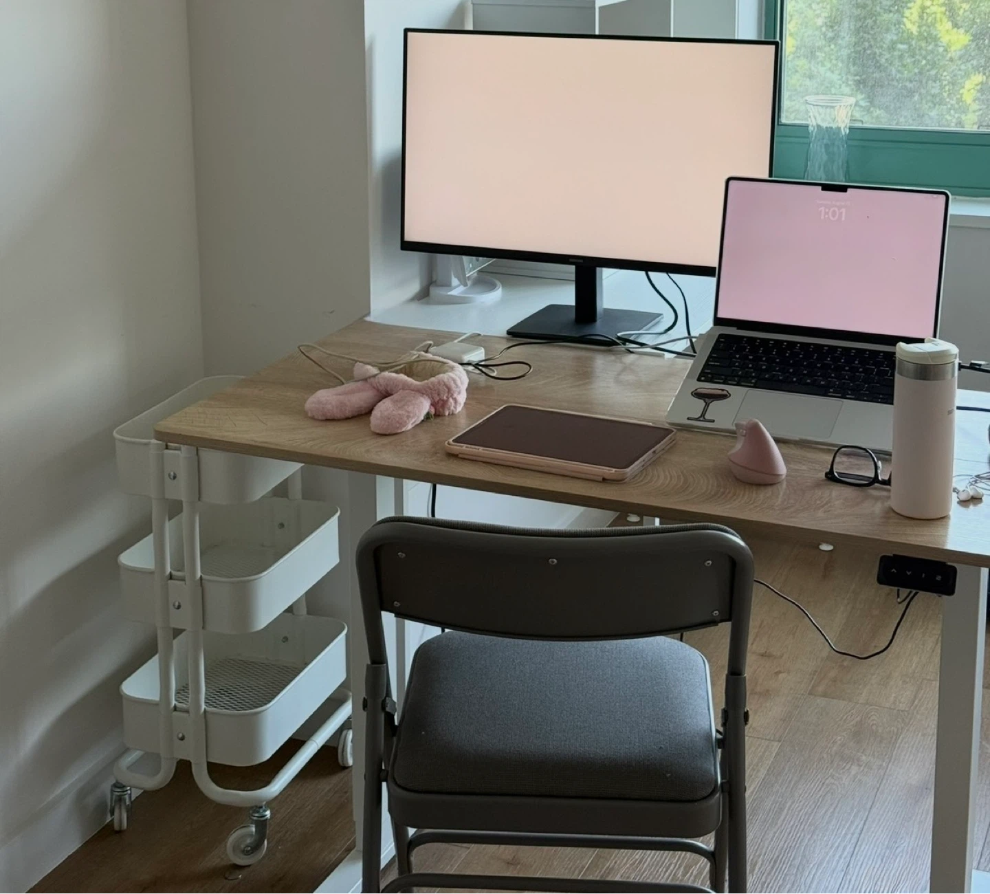 BANTI 48 Inches Height Adjustable Desk, Maple Top - photo 2