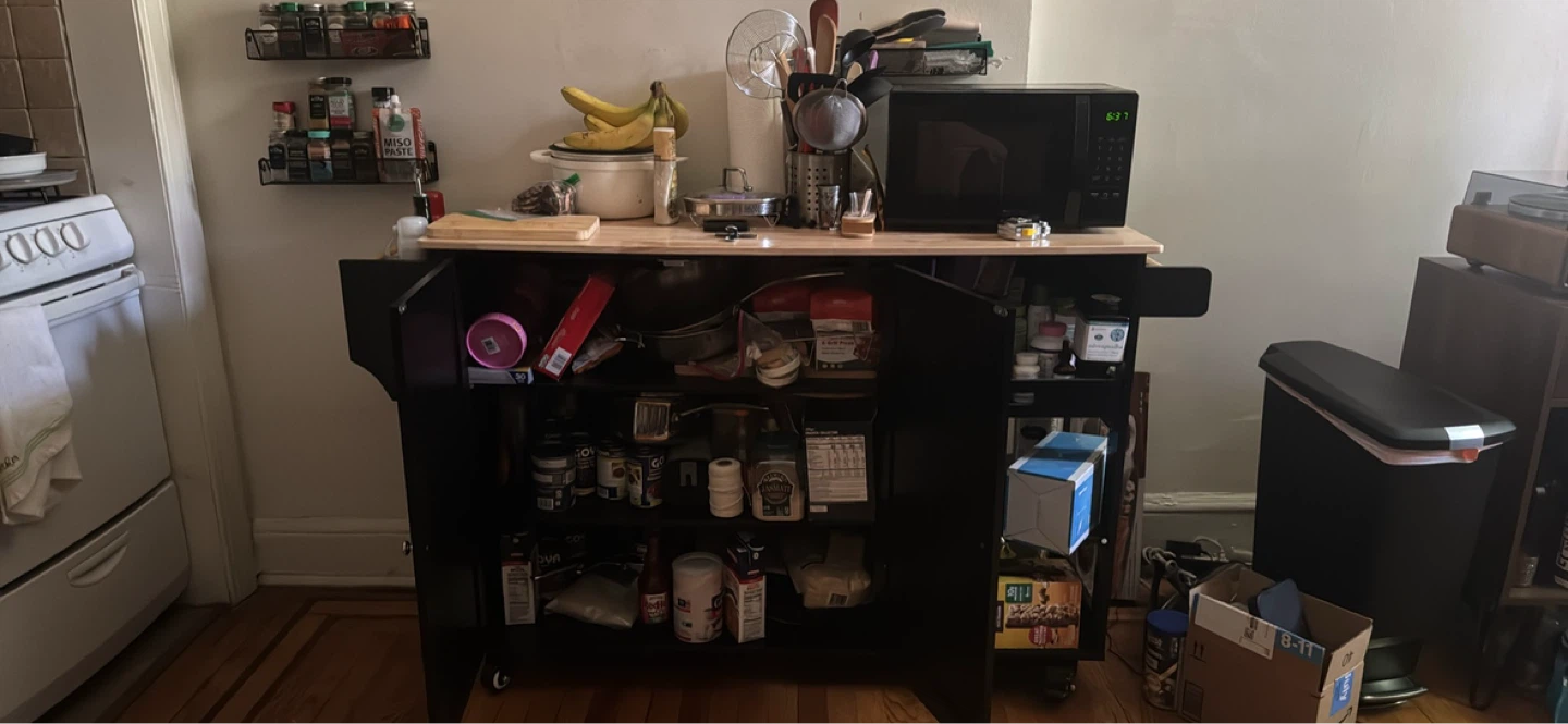 Black Kitchen Island Cart with Drop Leaf - photo 2