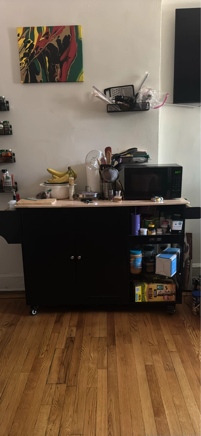 Black Kitchen Island Cart with Drop Leaf
