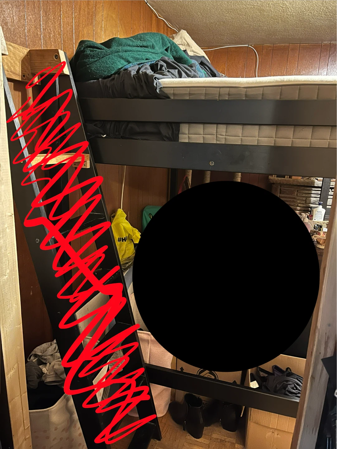 Loft bed with Double Mattress No Ladder - photo 2