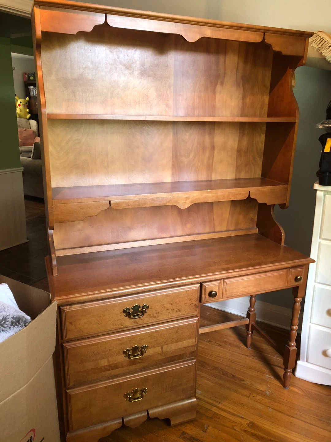 Vintage Wooden Desk with Hutch