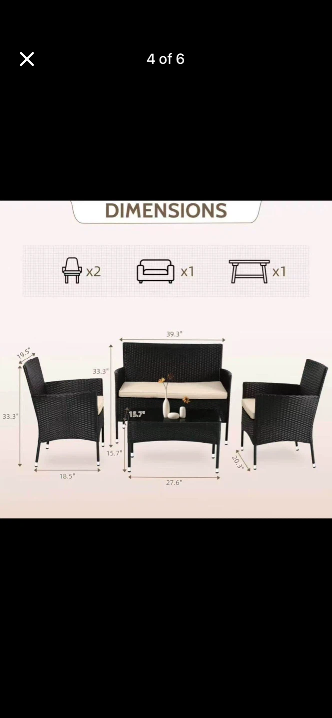 4-Piece Wicker Patio Set with Table