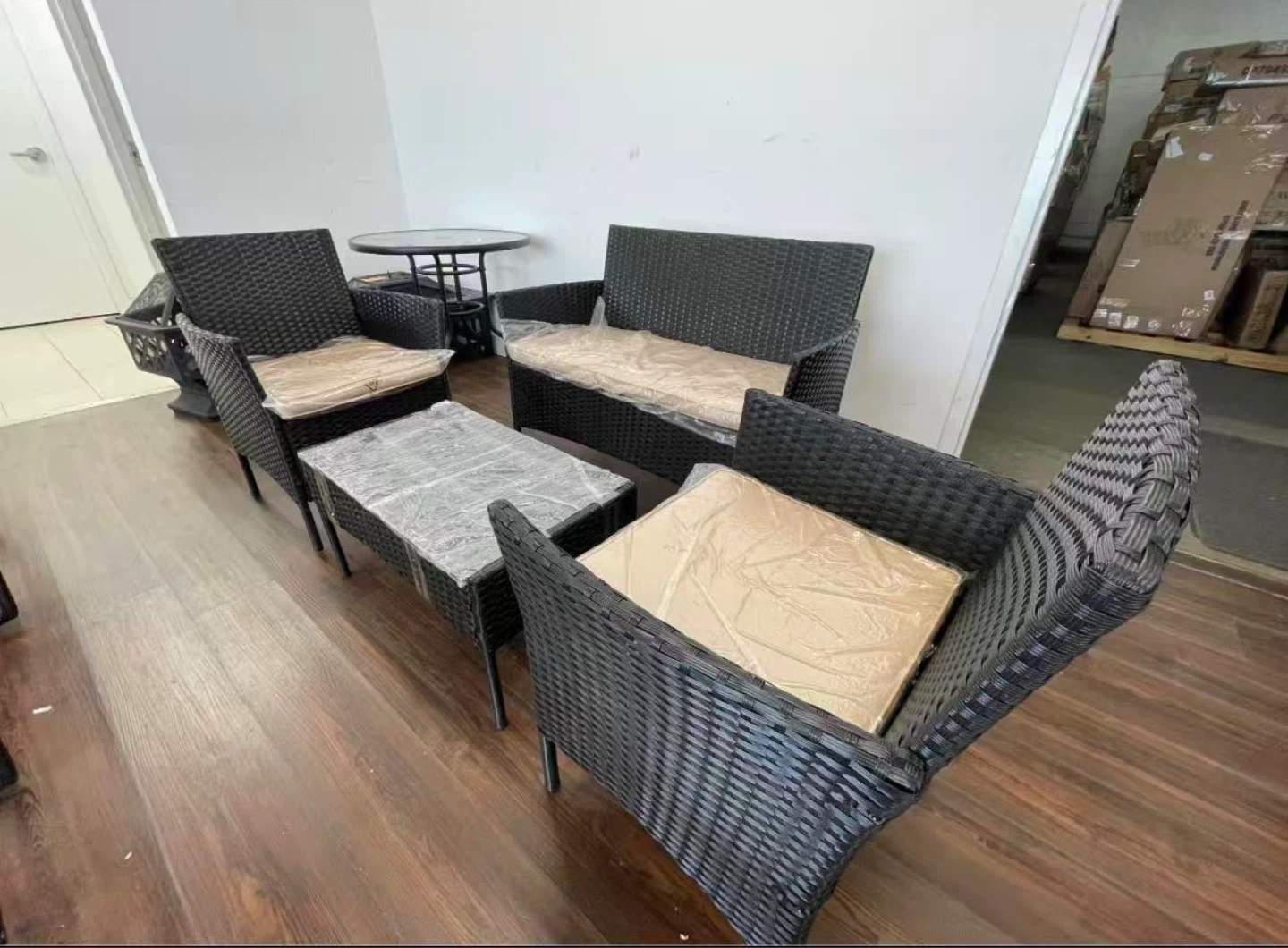 4-Piece Wicker Patio Set with Table - photo 2