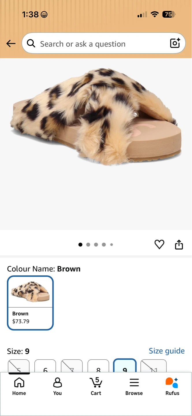 Toms  Leopard Print Slides - Size 9