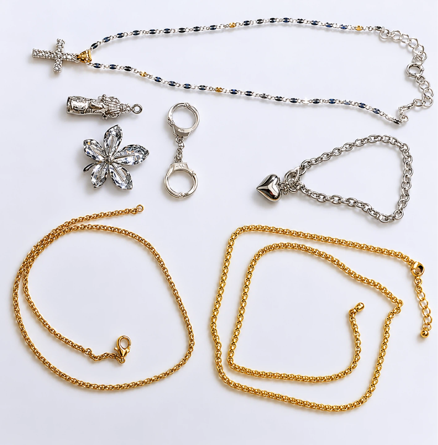 Assorted Jewelry Lot - Necklaces, Charm Bracelet & Hair Clip