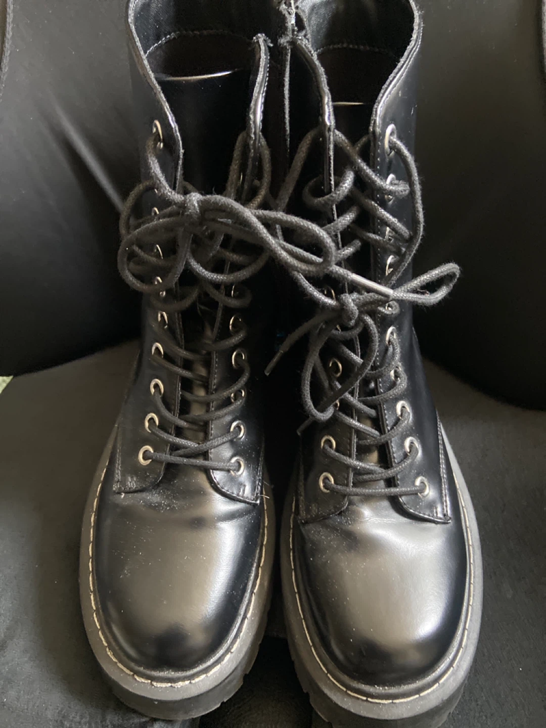 H&M Black Lace-Up Combat Boots