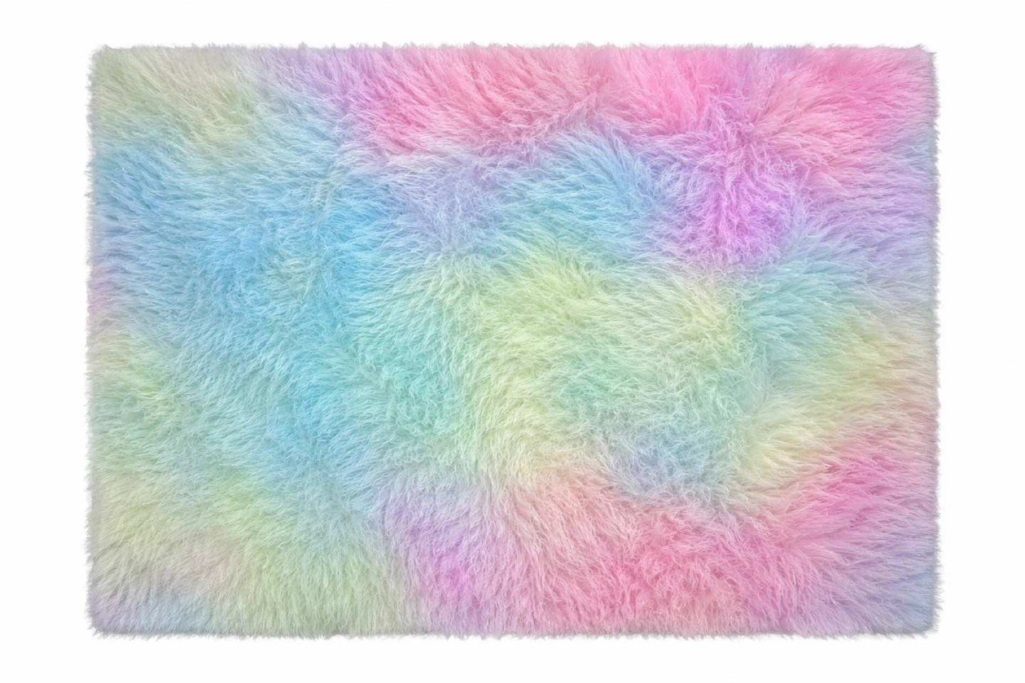 Fluffy Tie-Dye Rug - Pastel Rainbow