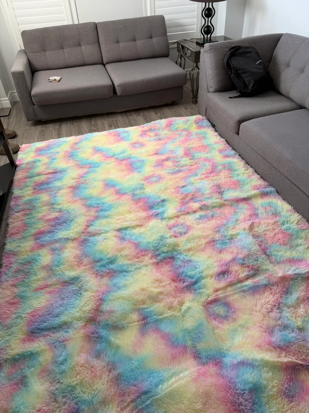 Fluffy Tie-Dye Rug - Pastel Rainbow - photo 2