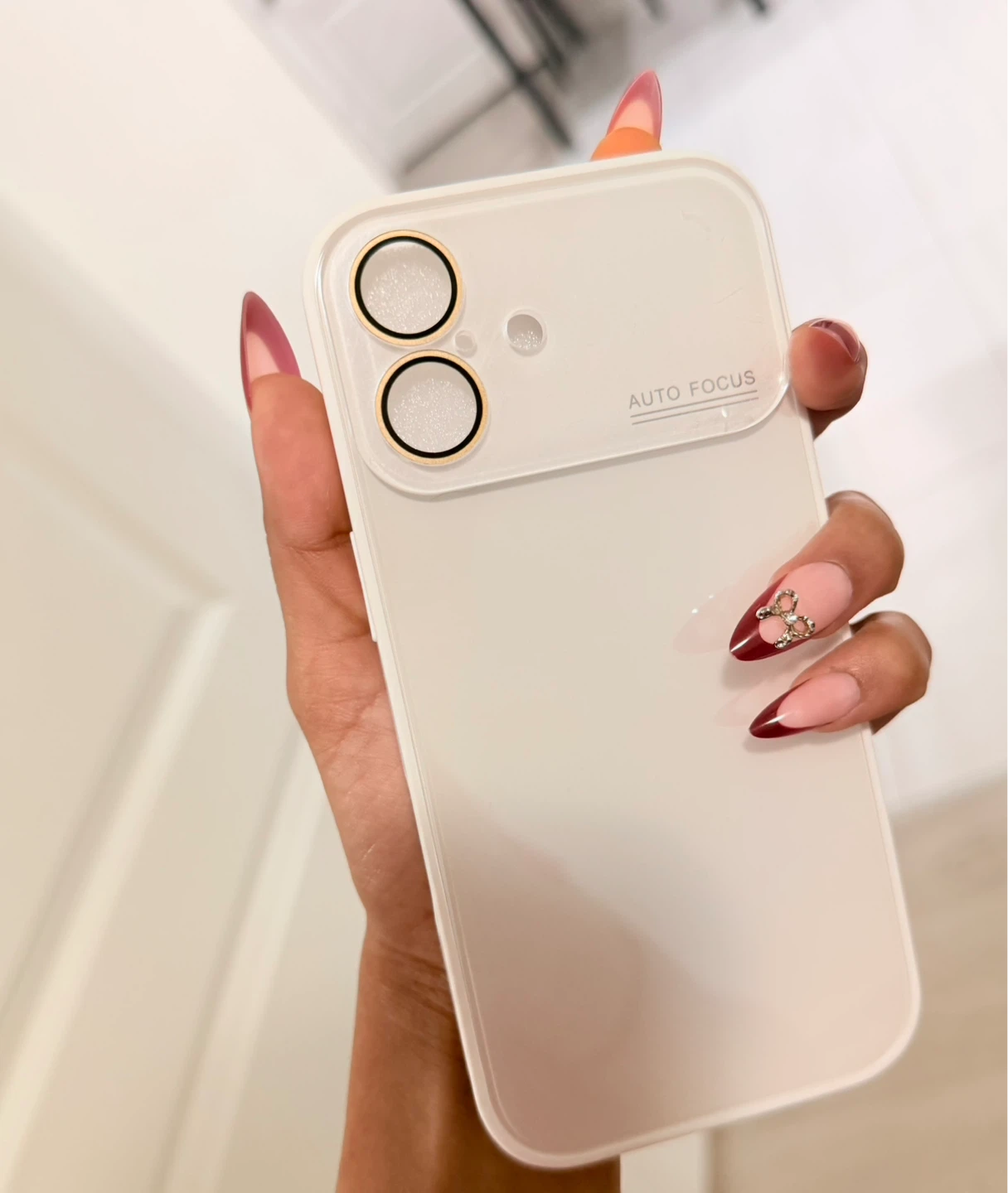 White Phone Case with Gold Camera Accents - photo 2