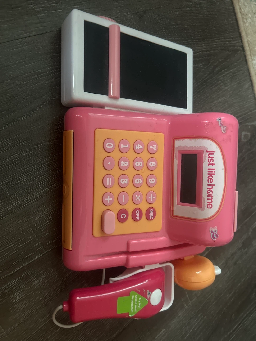 Just Like Home Pink Toy Cash Register with Scanner