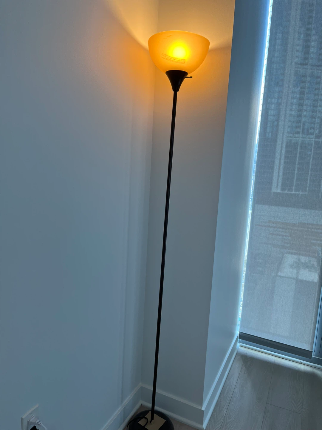 Black Floor Lamp with Orange Glass Shade