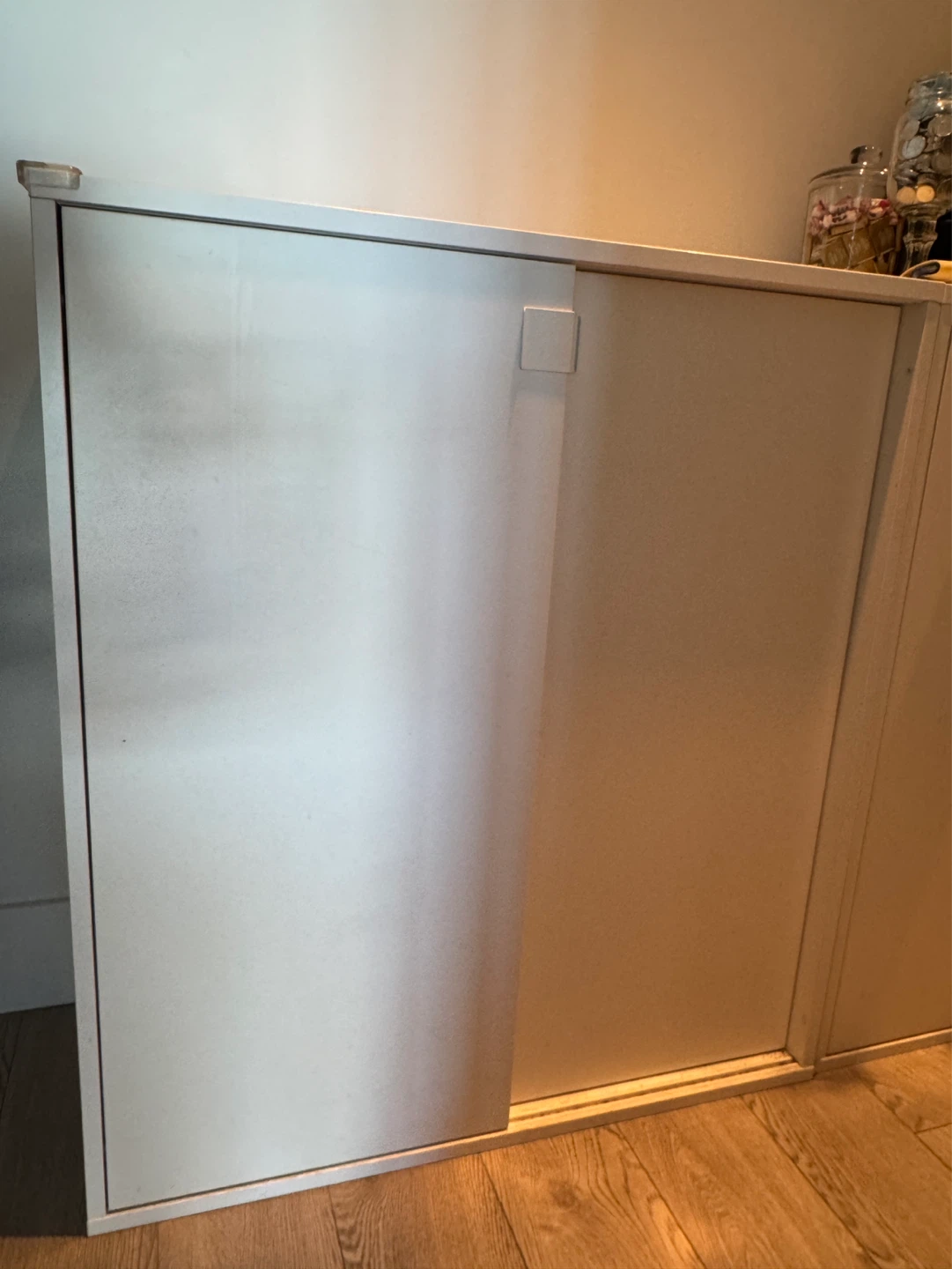 IKEA White Shoe Cabinet with Sliding Door