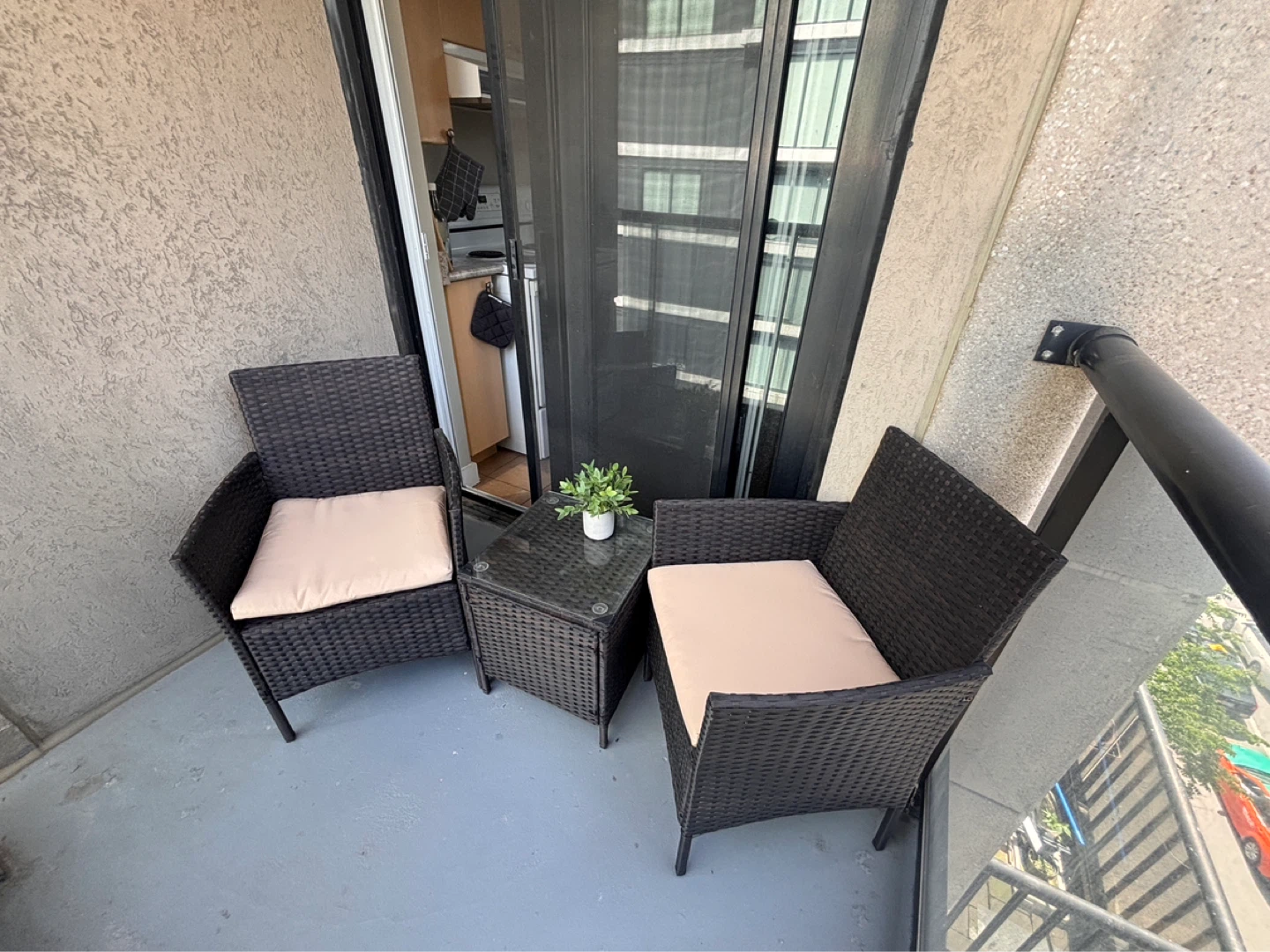 SONGMICS Patio Furniture Set - 2 Chairs & 1 Table (Black/Taupe) - photo 2