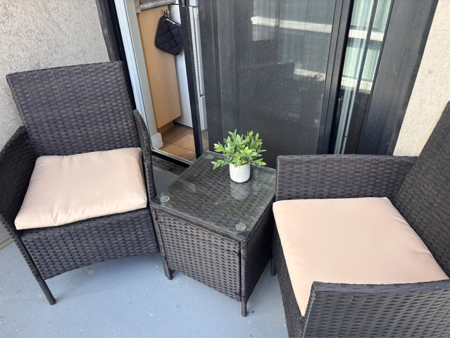 SONGMICS Patio Furniture Set - 2 Chairs & 1 Table (Black/Taupe)