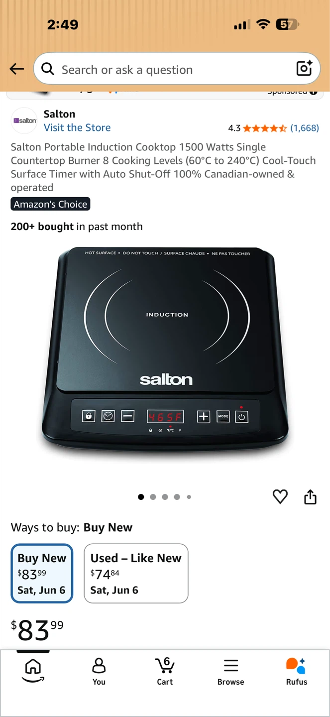 Salton Portable Induction Cooktop 1500W - photo 3