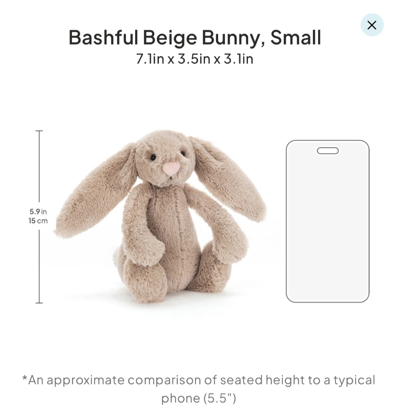 Jellycat Bashful Beige Bunny - Small - photo 5