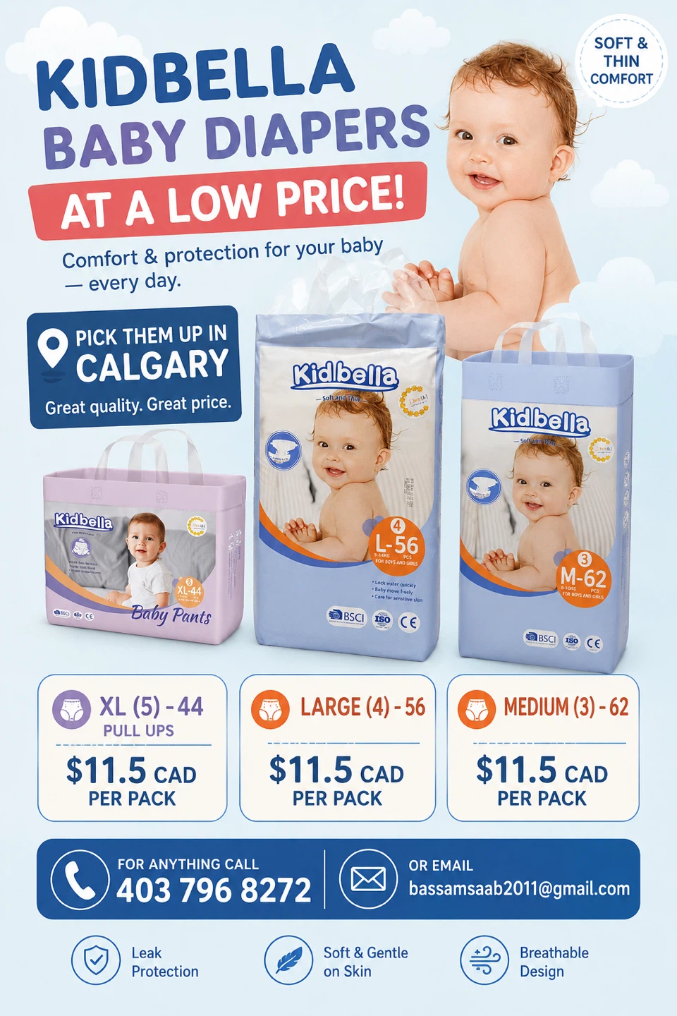 Kid Bella Baby Diapers - Large Size 4 (56 Count)
