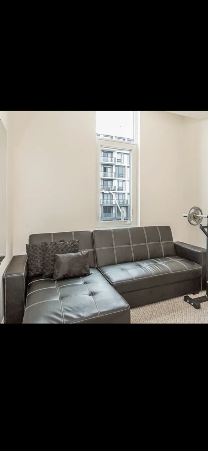 Black Faux Leather Sectional Sofa /Futon bed with Ottoman