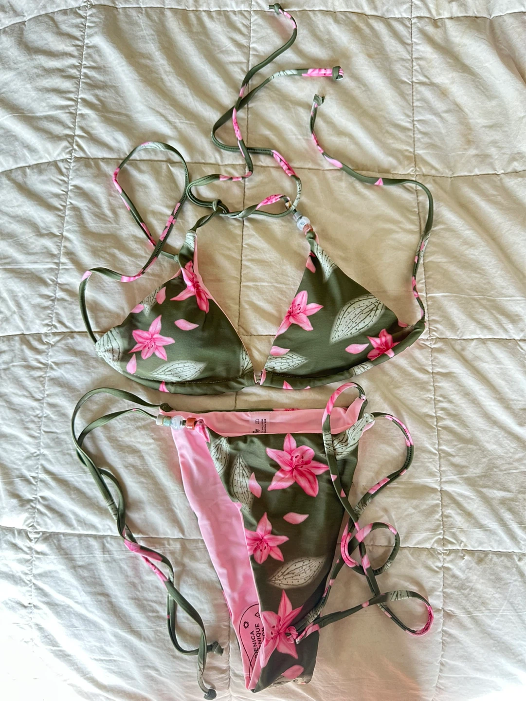 Green and Pink Floral Bikini - photo 2