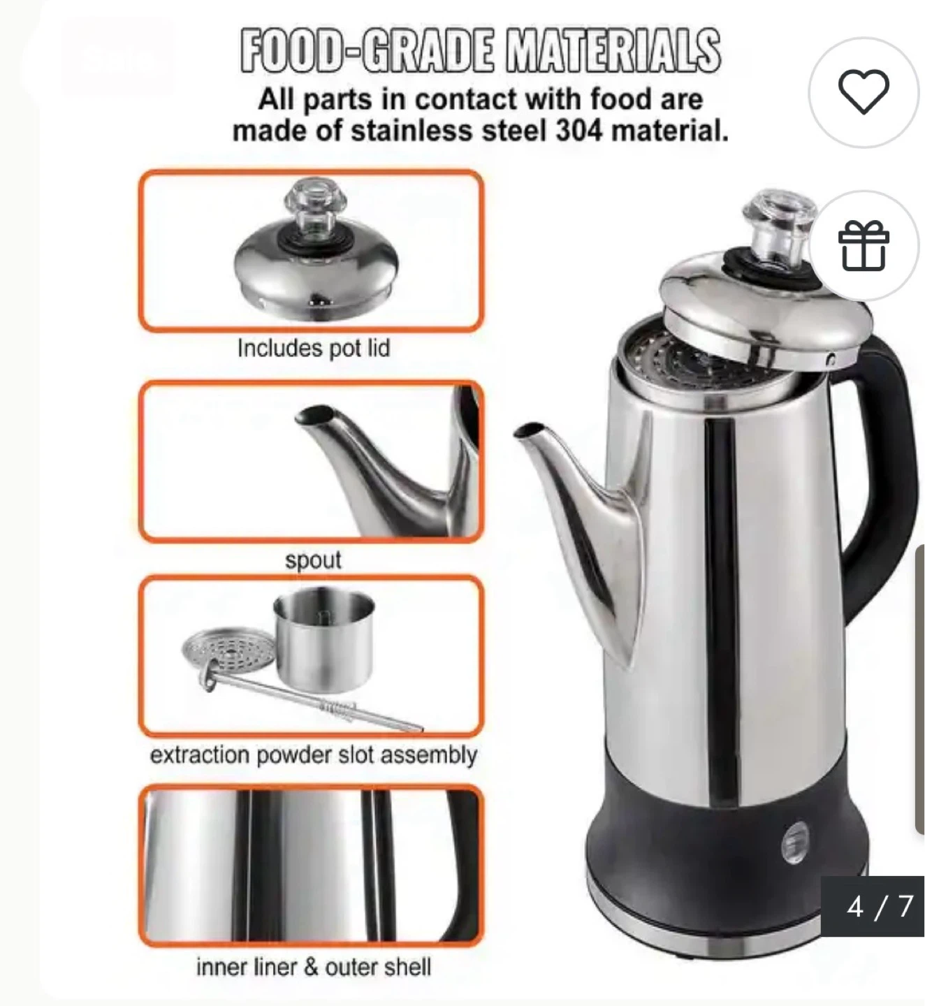 Fohere 12 cup electric percolator coffee maker stainless steel - photo 4