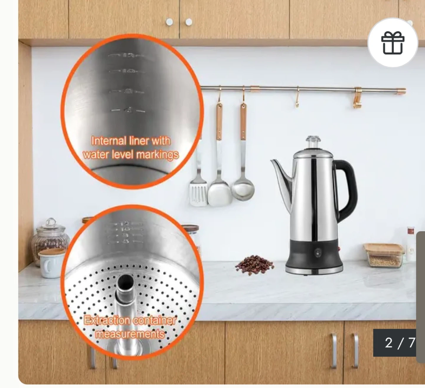 Fohere 12 cup electric percolator coffee maker stainless steel - photo 2