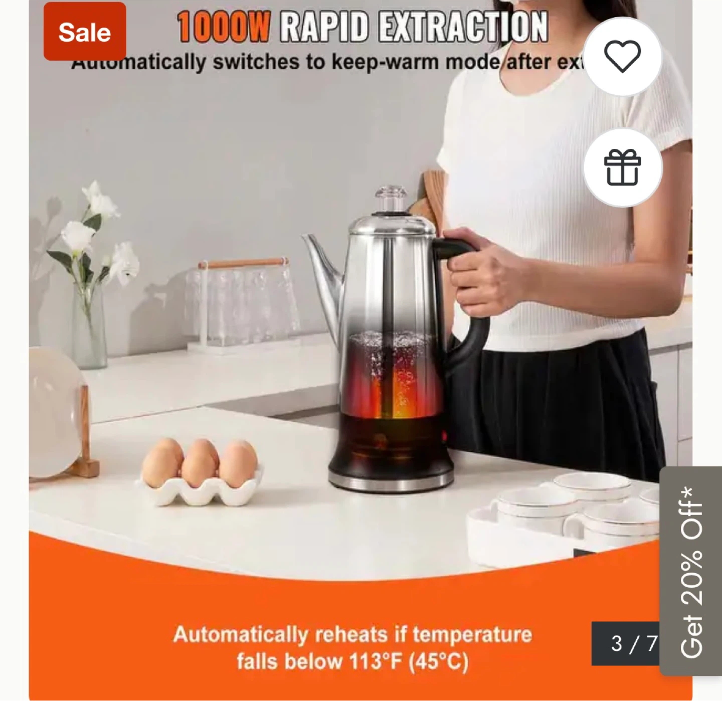 Fohere 12 cup electric percolator coffee maker stainless steel - photo 3