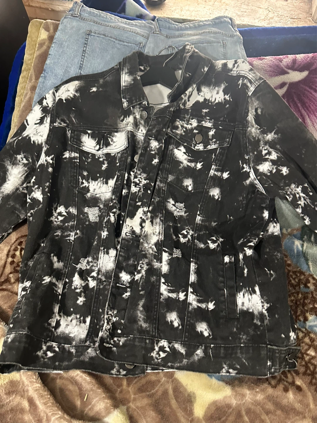 Black & White Tie-Dye Denim Jacket - photo 5