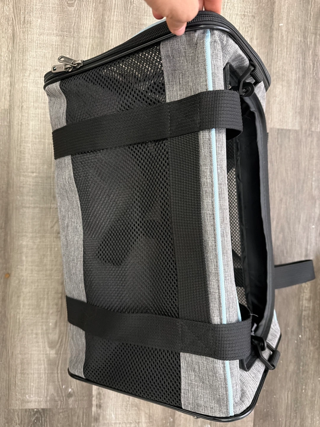 Gray Pet Carrier Bag with Mesh Ventilation