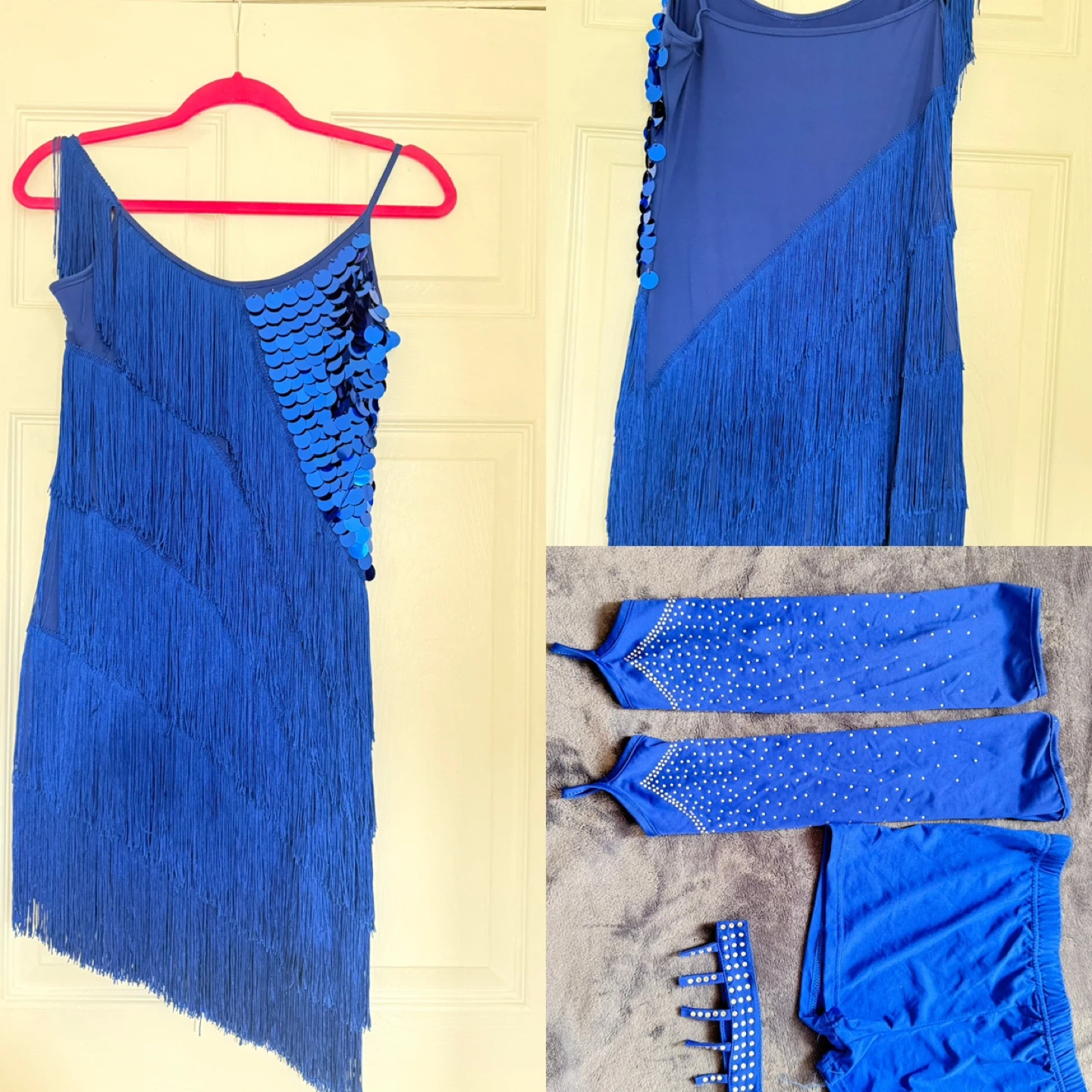 Blue Fringe Flapper Dress Costume with Accessories