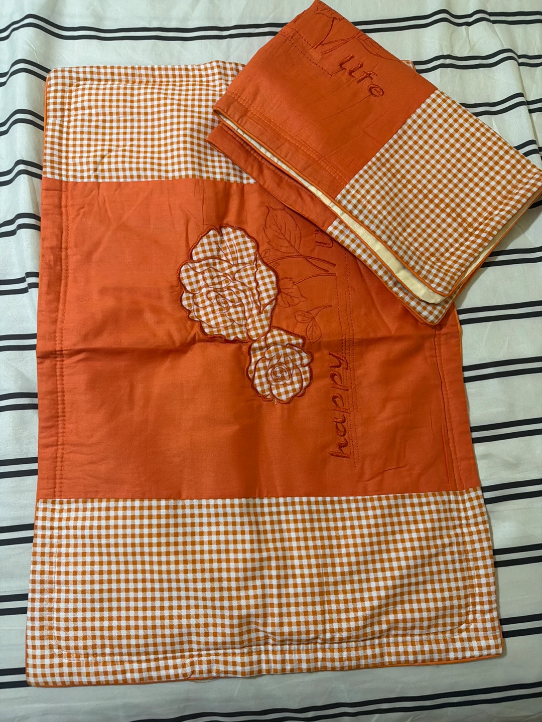 Orange Embroidered pillow case - photo 2
