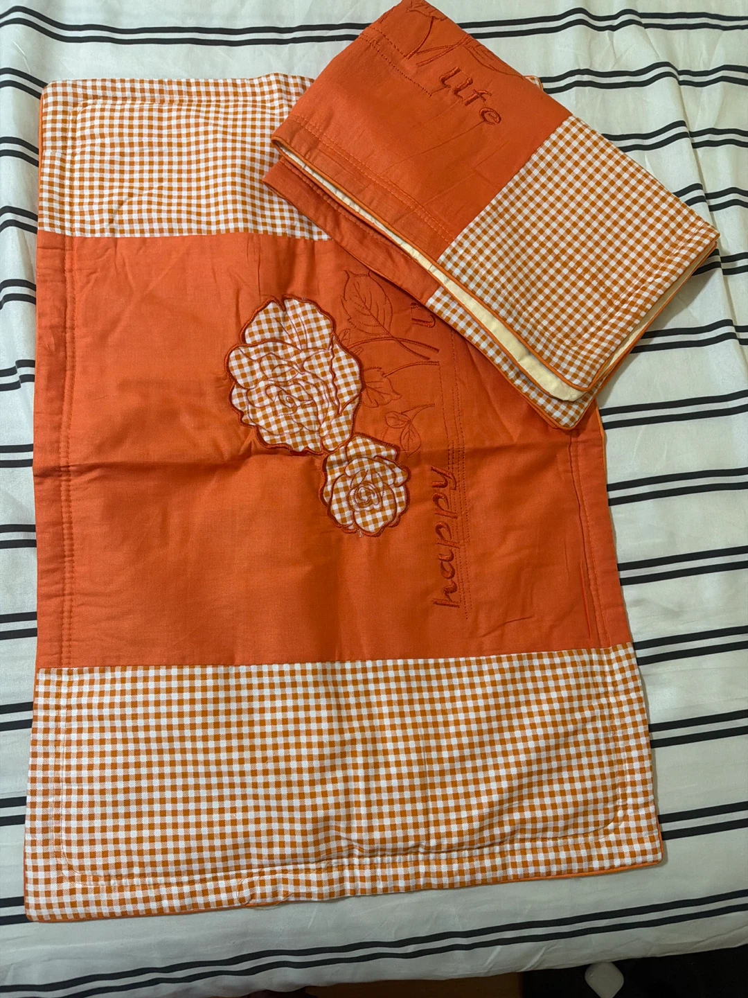 Orange Embroidered pillow case