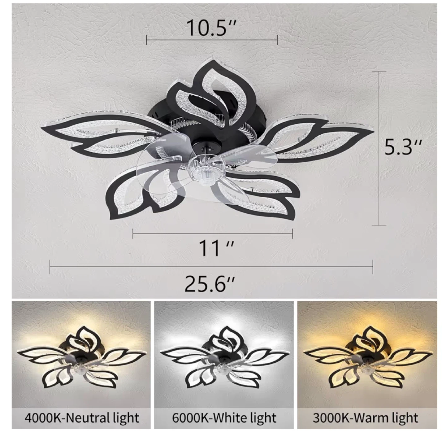 25.6" Geometric Ceiling Fan with Light & Remote C253 - photo 5