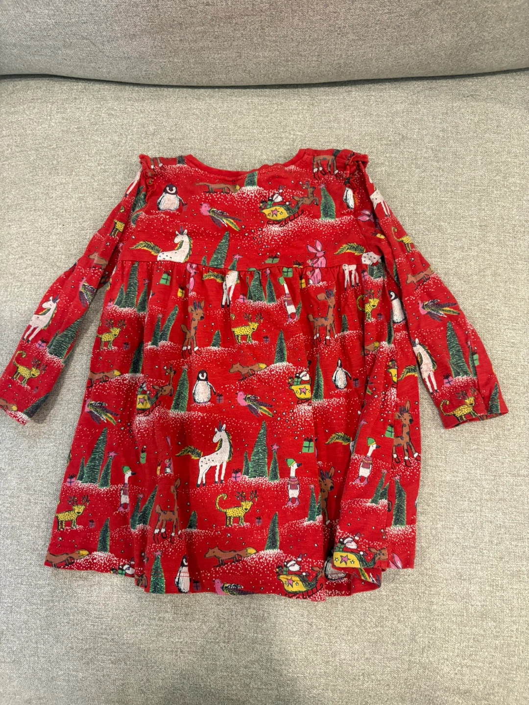 Next Girls Christmas Print Long Sleeve Dress - photo 4