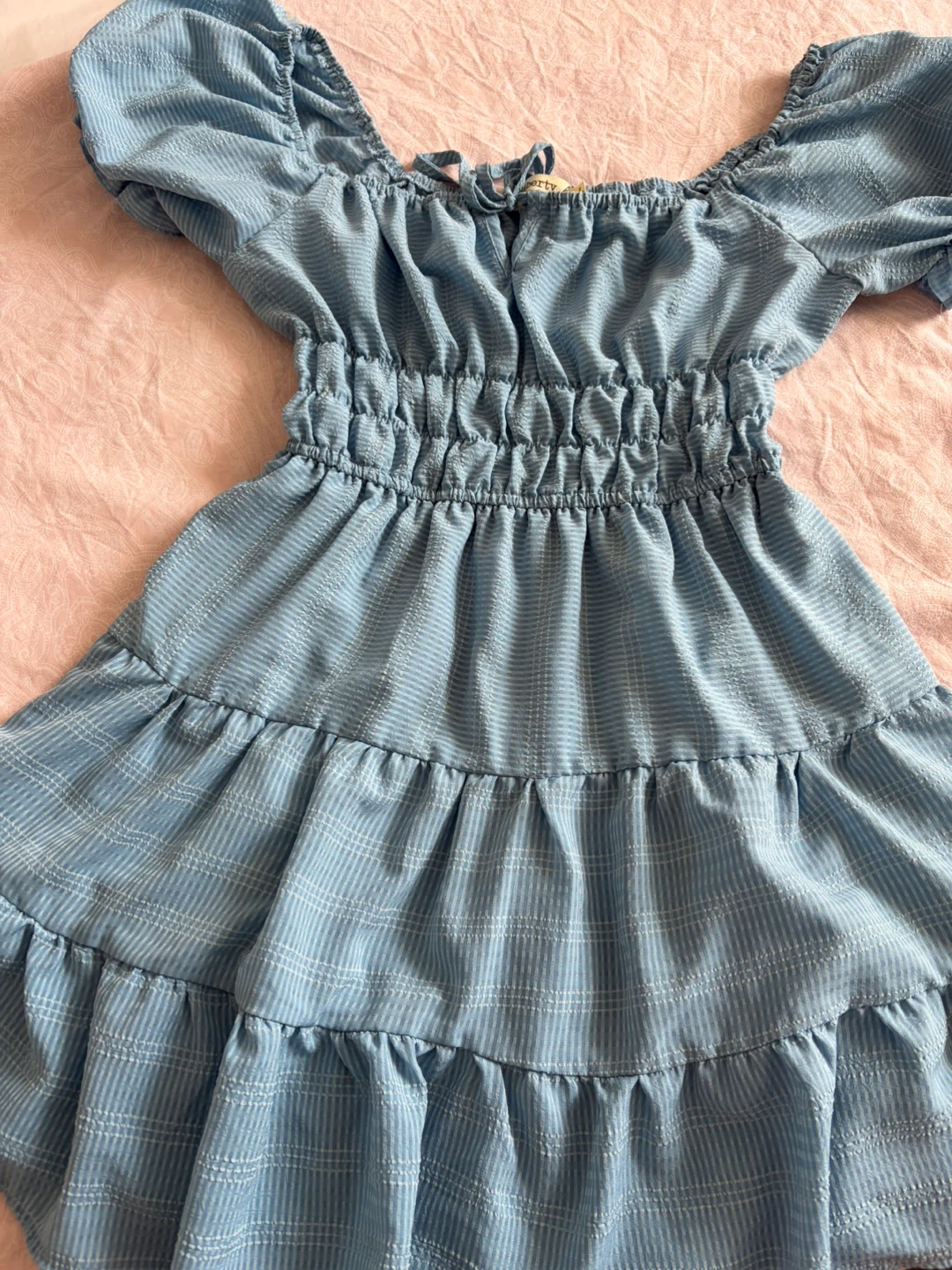 Blue Puff Sleeve Tiered Dress - photo 2