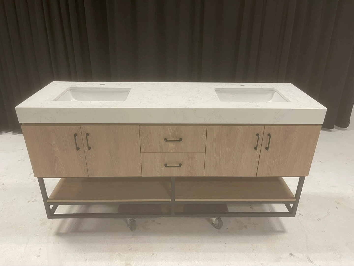 Double Vanity with White Countertops