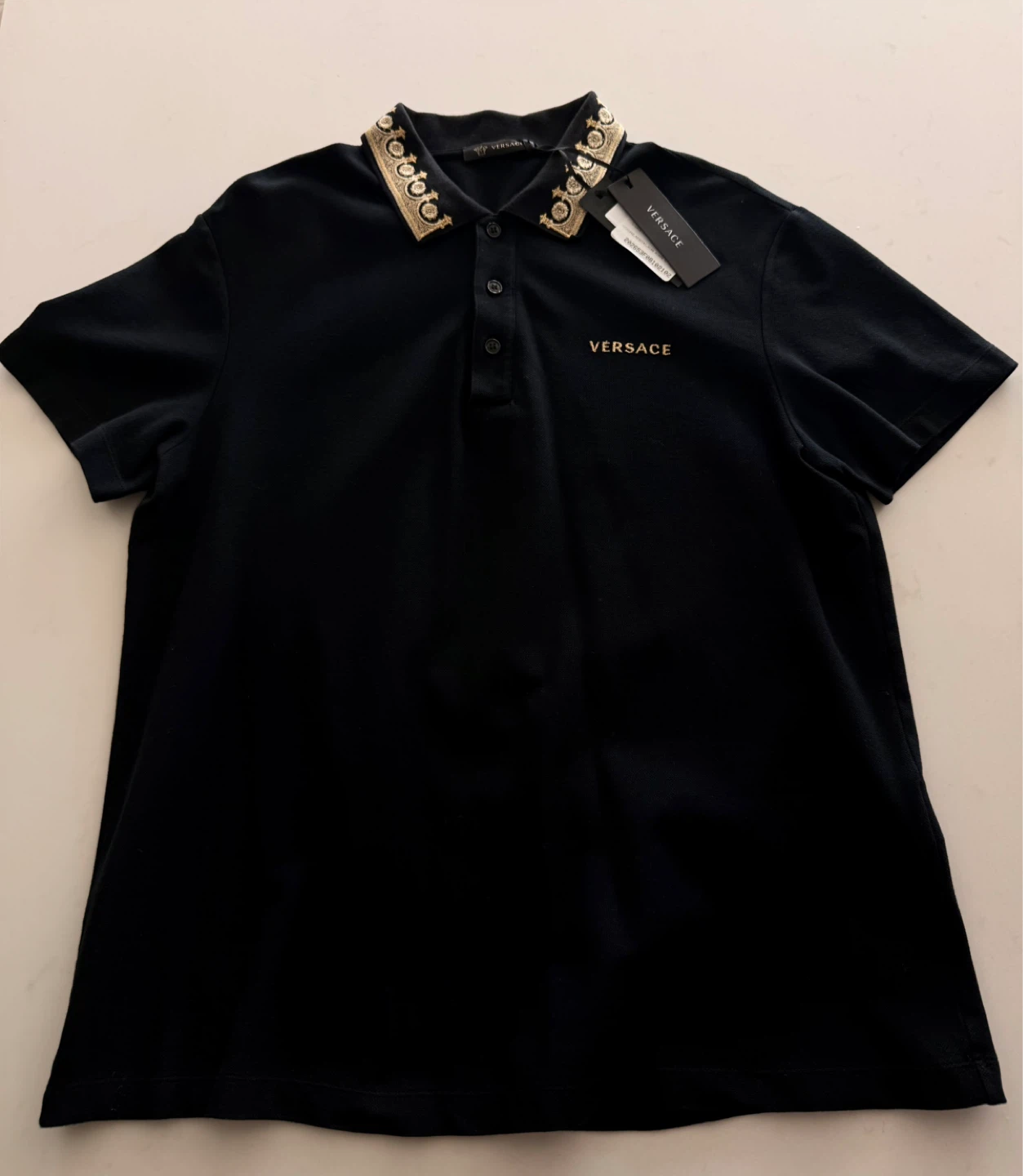 $125 UNWORN Versace Men’s Black-Gold ‘Royal’ Polo Size Small