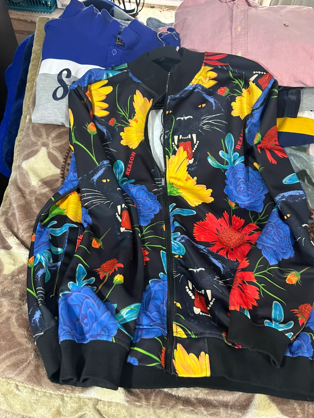 REASON Black Panther Floral Bomber Jacket - photo 2